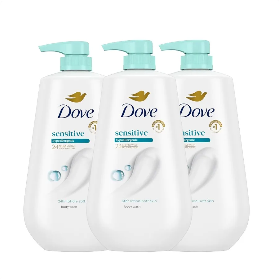 Dove Body Wash 3 Count Sensitive Skin For 24hr LotionSoft Skin Moisturizing Skin Cleanser Gentle Hypoallergenic Formula with No 
Dove Body Wash 3 Count Sensitive Skin For 24hr LotionSoft Skin Moisturizing Skin Cleanser Gentle Hypoallergenic Formula with No