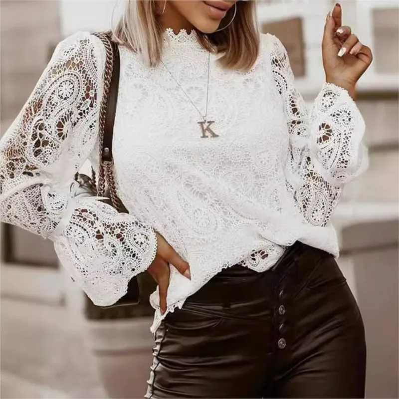 2025 Women's Spring/Summer Black and White Lace Top Stand Collar Long Sleeve Splicing Sexy Casual Fashion Shirt for Women
2025 Women's Spring/Summer Black and White Lace Top Stand Collar Long Sleeve Splicing Sexy Casual Fashion Shirt for Women