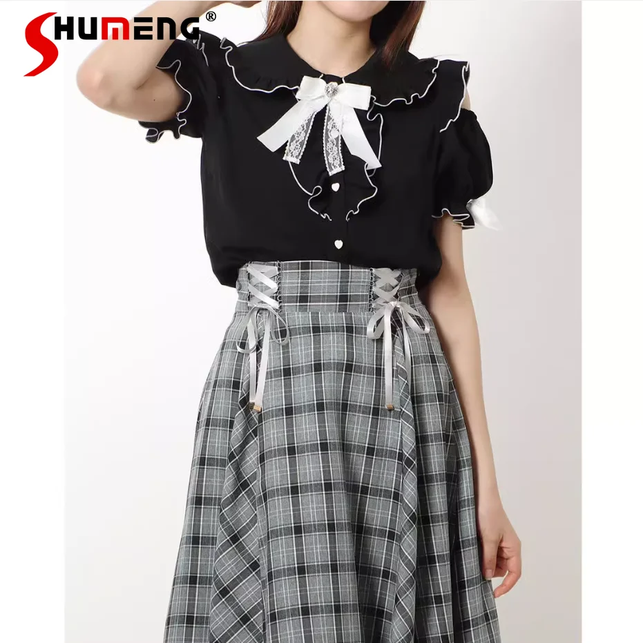 Japanese Mine Style Mass-produced Lolita Blouse Doll Collar Bow Off-shoulder Bubble Sleeve Sweet Cute Versatile Shirt Top Women
Japanese Mine Style Mass-produced Lolita Blouse Doll Collar Bow Off-shoulder Bubble Sleeve Sweet Cute Versatile Shirt Top Women