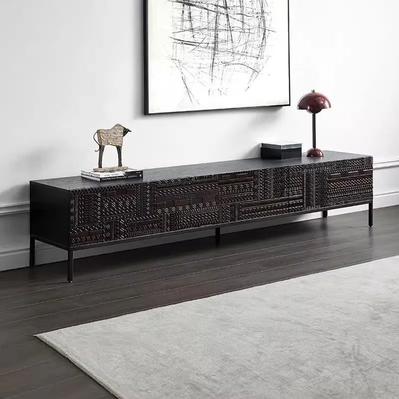 Simple carved floor solid wood coffee table living room combination storage cabinet
Simple carved floor solid wood coffee table living room combination storage cabinet