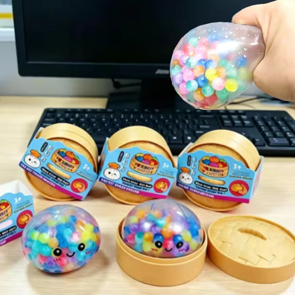 Rainbow Dumpling Squishy with Bead Sensory Squeeze Toy for Stress Relief with Bamboo Steamer Funny Gift
Rainbow Dumpling Squishy with Bead Sensory Squeeze Toy for Stress Relief with Bamboo Steamer Funny Gift