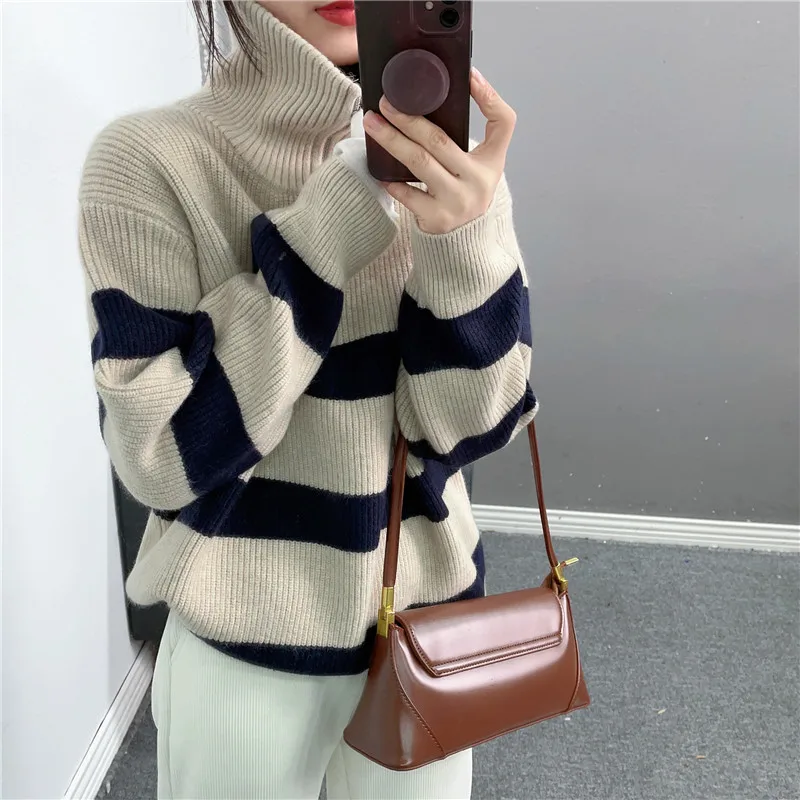 Korean Fashion Striped Half Zipper Sweater Women Autumn Winter Design Sense Niche Lazy Style Loose Tops Casual Knitted Pullovers
Korean Fashion Striped Half Zipper Sweater Women Autumn Winter Design Sense Niche Lazy Style Loose Tops Casual Knitted Pullovers
