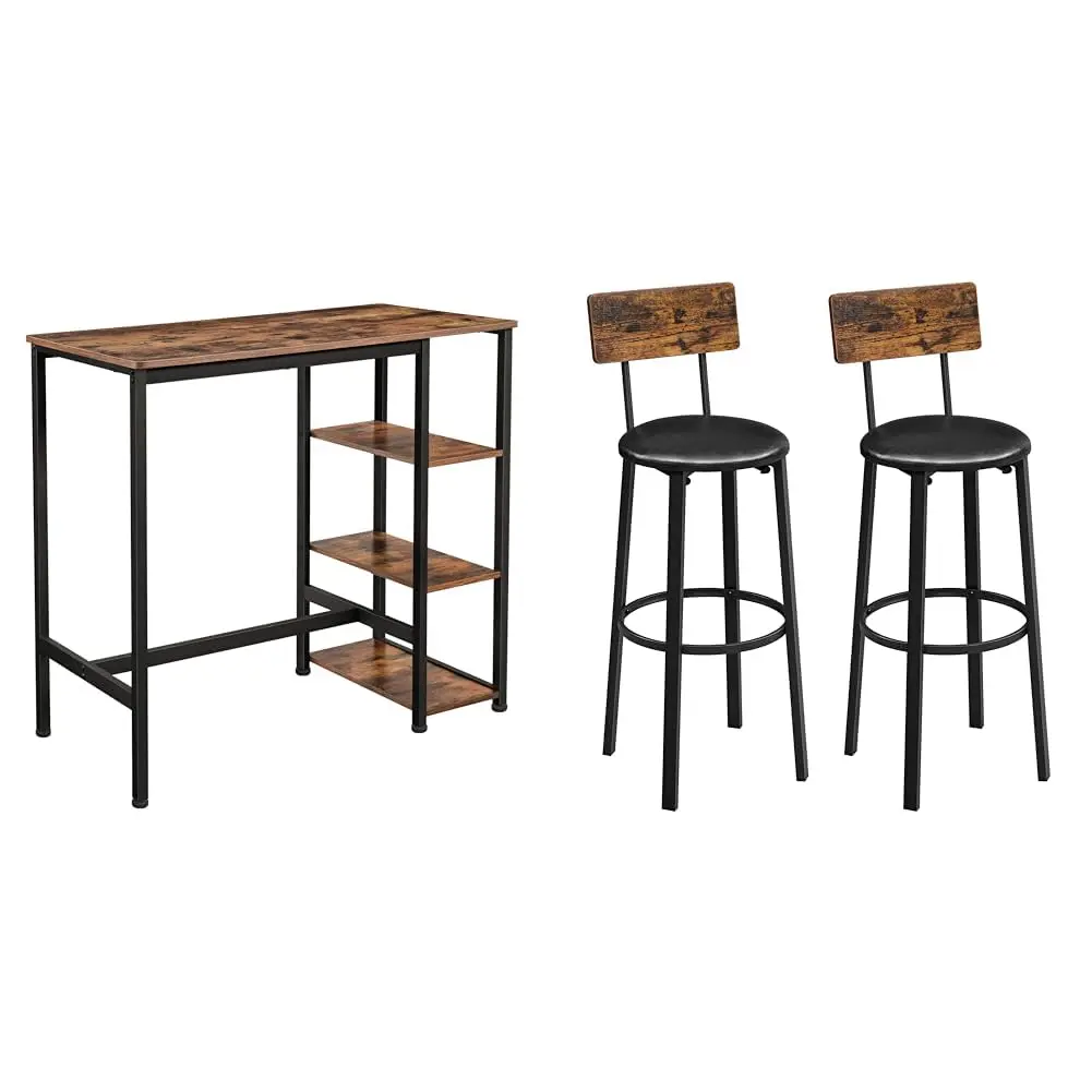 Industrial Bar Table With Metal Frame And 2 PU Bar Stools Set
Industrial Bar Table With Metal Frame And 2 PU Bar Stools Set