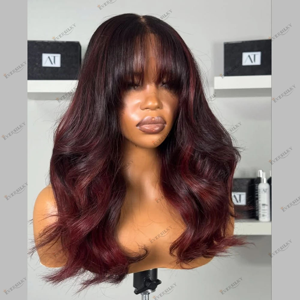 Burgundy Highlight Human Hair Lace Front Wigs with Bangs for Black Women Fringe Wavy 200Density Full Lace Wigs Remy Peruvian Hai
Burgundy Highlight Human Hair Lace Front Wigs with Bangs for Black Women Fringe Wavy 200Density Full Lace Wigs Remy Peruvian Hai