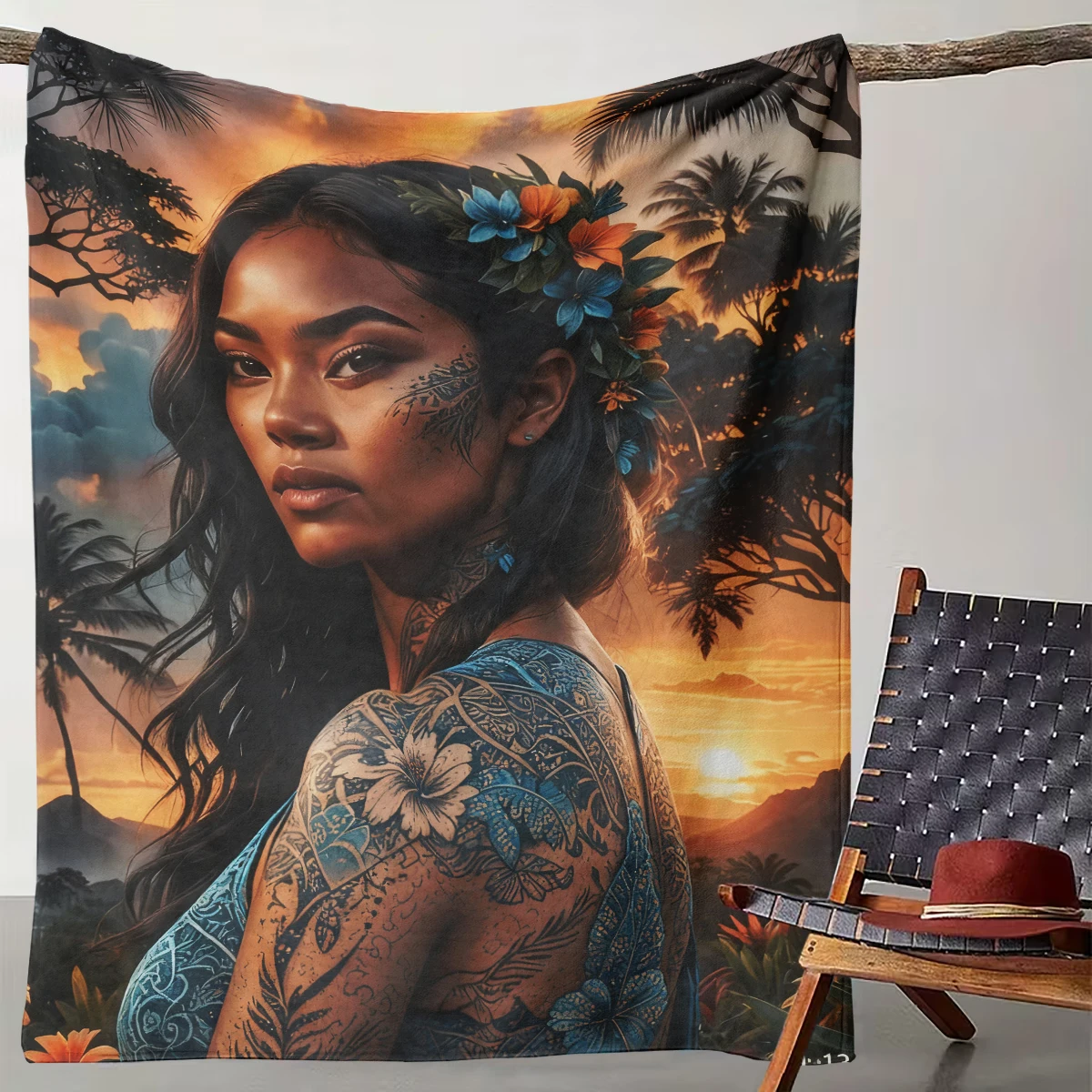 1 Tropical Style Tattoo Girl Sunset Blanket, Exotic Retro Style Home Decoration Blanket
1 Tropical Style Tattoo Girl Sunset Blanket, Exotic Retro Style Home Decoration Blanket
