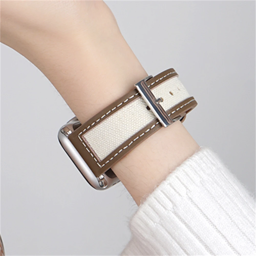 Luxury Canvas Leather Soft Band For Apple Watch 44mm 40 45 41 49 42 38 INS Elegant Chic Strap For Ultra Series 9 8 SE 7 6 5 4 3
Luxury Canvas Leather Soft Band For Apple Watch 44mm 40 45 41 49 42 38 INS Elegant Chic Strap For Ultra Series 9 8 SE 7 6 5 4 3