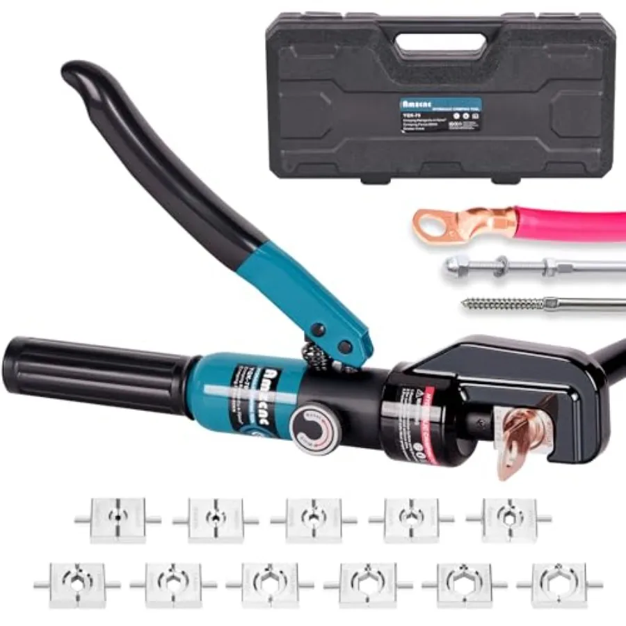 Hydraulic Crimping Tool Battery Cable Crimper 12AWG 4/0AWG 11 US Hex Dies 10-Ton Hydraulic Crimper for Electrical Lugs Copper a
Hydraulic Crimping Tool Battery Cable Crimper 12AWG 4/0AWG 11 US Hex Dies 10-Ton Hydraulic Crimper for Electrical Lugs Copper a