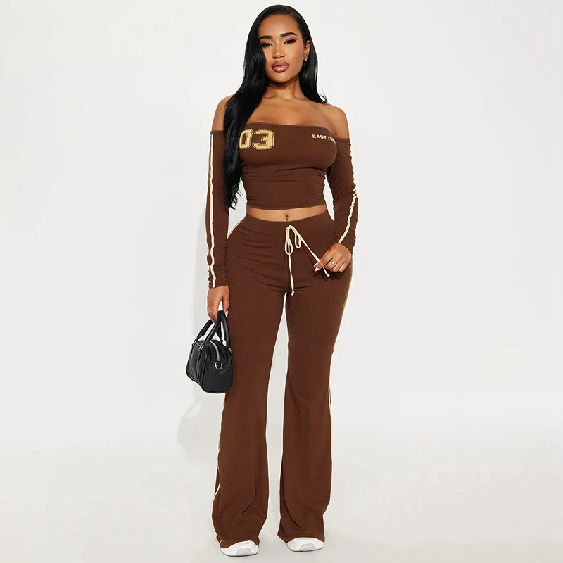 Stylish Lady Letter Printed Sports 2 Piece Set Women Off the Shoulder Crop Top and Drawstring Pant Sets 2026 Fitness Tracksuits
Stylish Lady Letter Printed Sports 2 Piece Set Women Off the Shoulder Crop Top and Drawstring Pant Sets 2026 Fitness Tracksuits