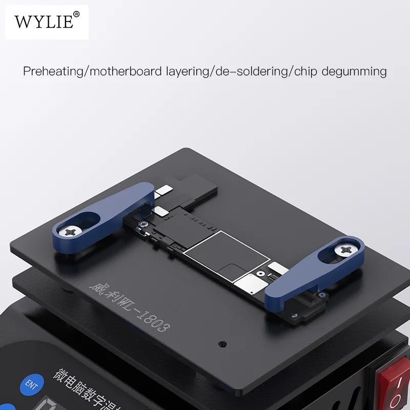 WYLIE WL-1803 Универсальный мини-нагревательный стол для предварительного нагрева материнской платы, многослойная пайка чипов, ремонтная пластина для удаления липкости
WYLIE WL-1803 Универсальный мини-нагревательный стол для предварительного нагрева материнской платы, многослойная пайка чипов, ремонтная пластина для удаления липкости