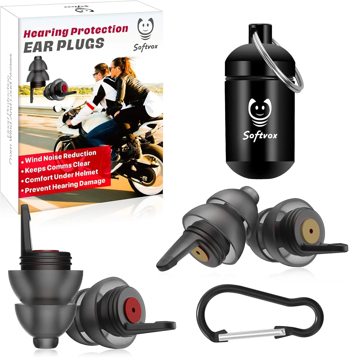 Motorcycle Ear Plugs for Wind Noise Reduction, 2 Pairs Reusable Silicone Earplugs for Riding, Touring, Racing - 25dB, with
Motorcycle Ear Plugs for Wind Noise Reduction, 2 Pairs Reusable Silicone Earplugs for Riding, Touring, Racing - 25dB, with