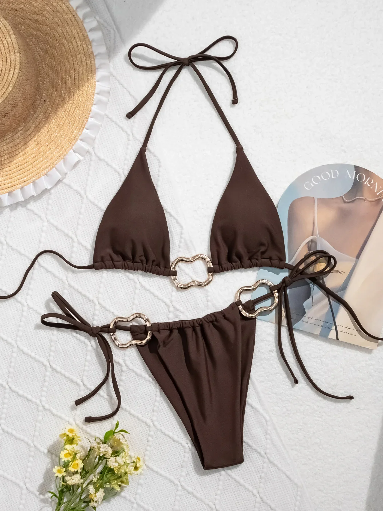 sexy metal ring bikini sets two pieces high waist thong tie plain swimsuits beachwear bathing suit swimwear biquini tankini
sexy metal ring bikini sets two pieces high waist thong tie plain swimsuits beachwear bathing suit swimwear biquini tankini