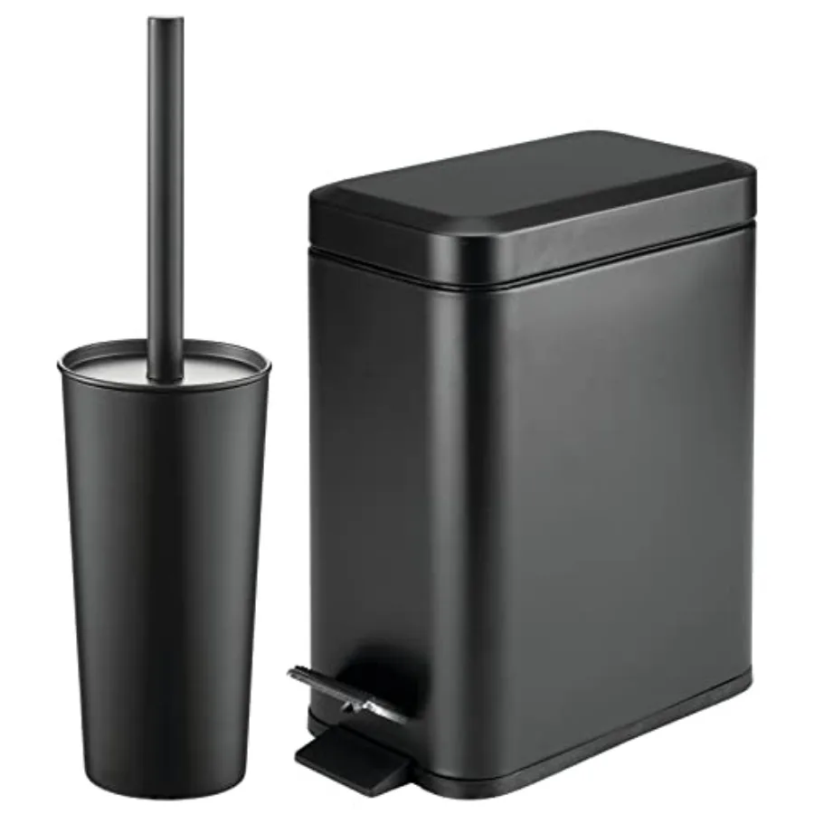 Metal Freestanding Slim Toilet Bowl Brush and Holder + Rectangle Narrow 5 L/ 1.3 Gallon Step Pedal Trash Can Wastebasket for Ba
Metal Freestanding Slim Toilet Bowl Brush and Holder + Rectangle Narrow 5 L/ 1.3 Gallon Step Pedal Trash Can Wastebasket for Ba