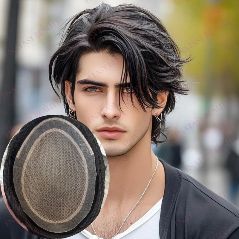 Durable 100% Human Hair 6Inch Long Black Man's Toupee Natural Hairline Full Silk Base PU Around European Man's Hair Prosthesis
Durable 100% Human Hair 6Inch Long Black Man's Toupee Natural Hairline Full Silk Base PU Around European Man's Hair Prosthesis