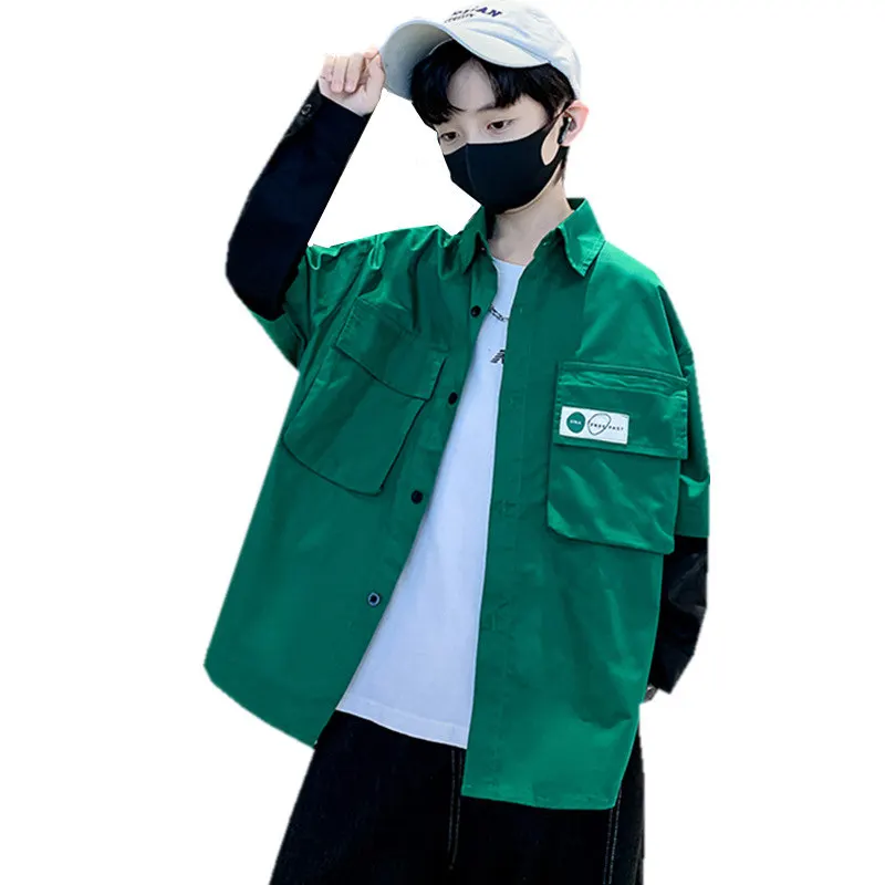 Autumn Children Boys Shirts Tops Fashion Patchwork Long Sleeve Teenage Casual Clothing Cargo Shirts Students Costumes 5-14Years
Autumn Children Boys Shirts Tops Fashion Patchwork Long Sleeve Teenage Casual Clothing Cargo Shirts Students Costumes 5-14Years