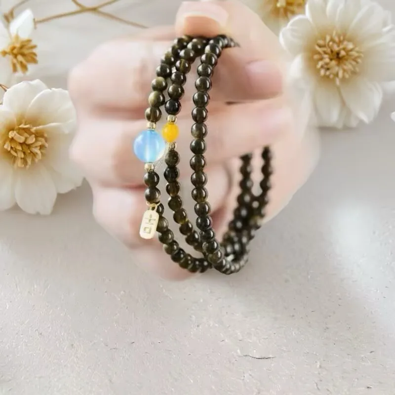 Natural Obsidian Aquamarine Agate Small Bead Bracelets 3 Wrap Multi Layer Natural Amber Bracelets for Women Gifts
Natural Obsidian Aquamarine Agate Small Bead Bracelets 3 Wrap Multi Layer Natural Amber Bracelets for Women Gifts