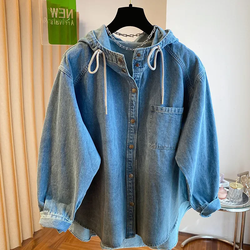 Fashion Hooded Denim Shirt Jacket Female Autumn 2025 New Korean Long Sleeve Loose Jeans Blouse Ladies Casual Cowboy Tops T878
Fashion Hooded Denim Shirt Jacket Female Autumn 2025 New Korean Long Sleeve Loose Jeans Blouse Ladies Casual Cowboy Tops T878