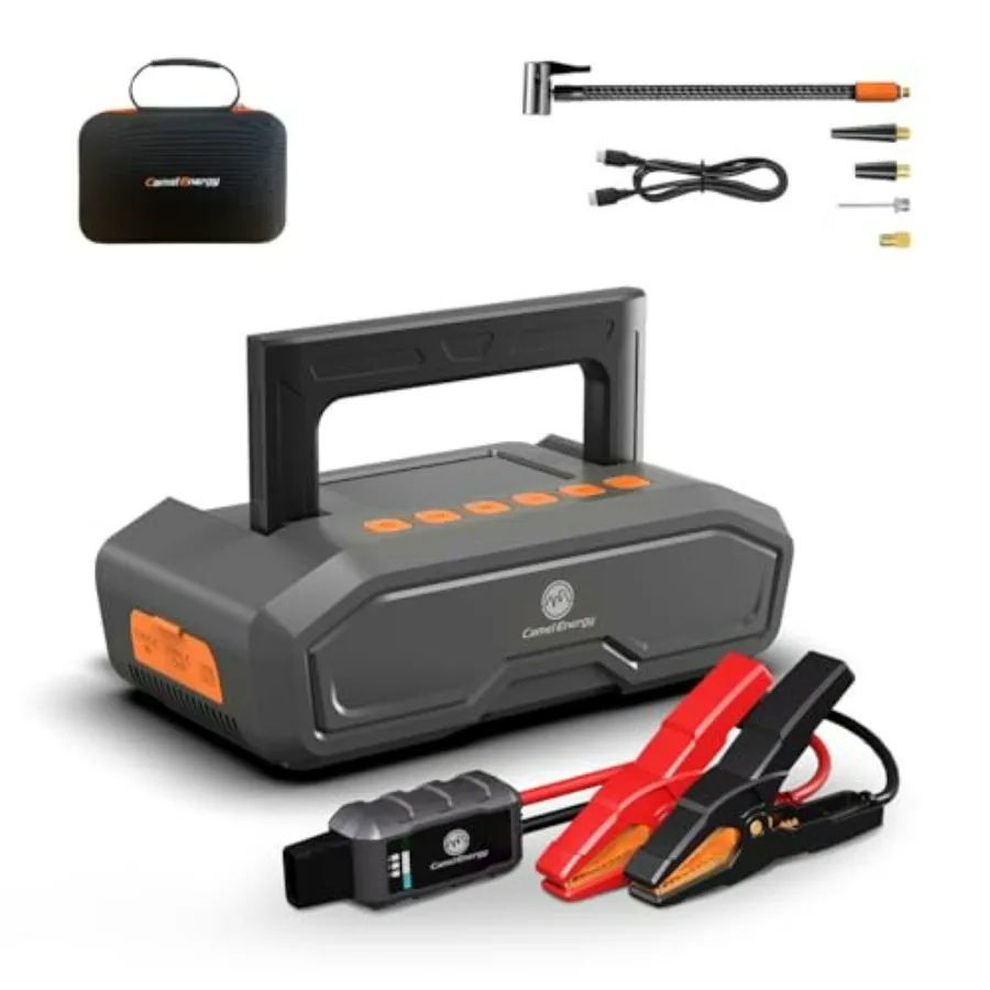 Portable 12V Jump Starter with 150 PSI Air Compressor for 9L Gas 8L Diesel Cars 4000A Peak Red
Portable 12V Jump Starter with 150 PSI Air Compressor for 9L Gas 8L Diesel Cars 4000A Peak Red