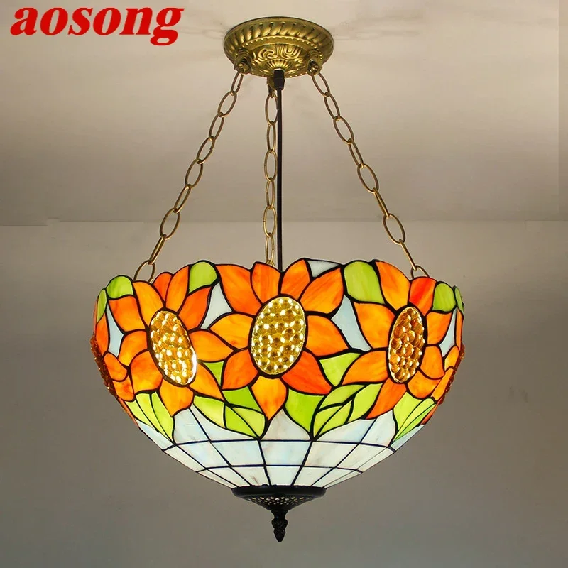 AOSONG Tiffany Pendant Lamp LED Retro Creativity Living Room restaurant Bedroom Villa Hotel Corridor Color Glass Chandelier
AOSONG Tiffany Pendant Lamp LED Retro Creativity Living Room restaurant Bedroom Villa Hotel Corridor Color Glass Chandelier