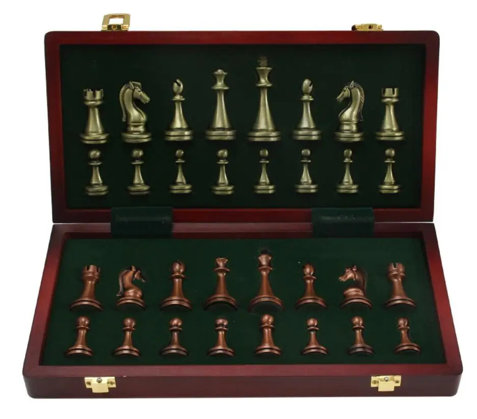 Professional 39*39cm Folding International Chess Game Large Size Metal Chess Set with Bronze Zinc Alloy Pieces
Professional 39*39cm Folding International Chess Game Large Size Metal Chess Set with Bronze Zinc Alloy Pieces