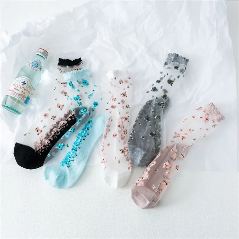 Summer Ultra-thin Transparent Flower Crystal Silk Socks Fashion Woman Socks Harajuku Vintage Lace Ruffle Sock for Women 2023 New
Summer Ultra-thin Transparent Flower Crystal Silk Socks Fashion Woman Socks Harajuku Vintage Lace Ruffle Sock for Women 2023 New