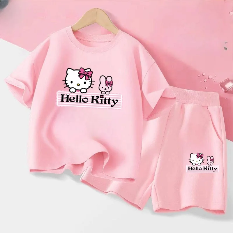 Summer Baby Girl Clothes Set Children Sanrio Hello Kitty Cartoon Print T-shirt and Short 2Pcs Suit Kid Shorts Sleeve Tracksuit
Summer Baby Girl Clothes Set Children Sanrio Hello Kitty Cartoon Print T-shirt and Short 2Pcs Suit Kid Shorts Sleeve Tracksuit