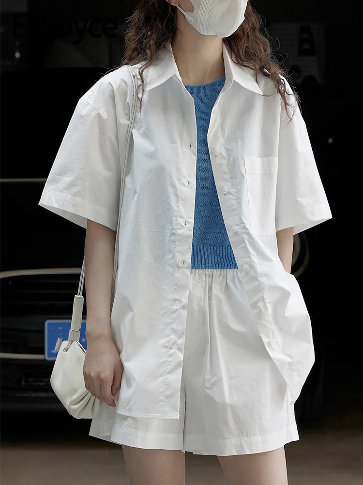 ENjoyce 2024 Summer Women Basic Short Sleeve White Shirt Korean Fashion Office Wear Loose Tops Simple Commuting Long Blouses
ENjoyce 2024 Summer Women Basic Short Sleeve White Shirt Korean Fashion Office Wear Loose Tops Simple Commuting Long Blouses