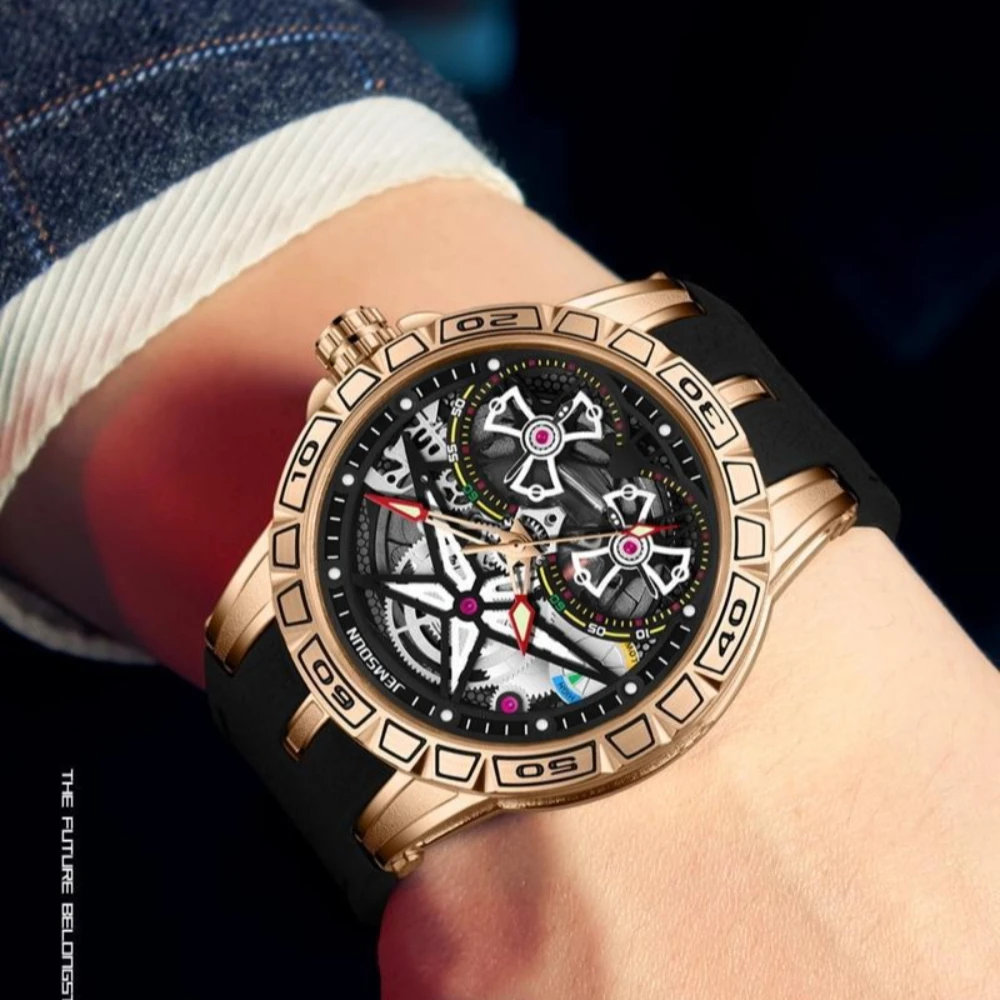 3D Creative Big Dial Quartz Men Watches AAA Cool Luxury Rubber Strap Imitation Mechanical Double Flywheel Skeleton Watch Clock
3D Creative Big Dial Quartz Men Watches AAA Cool Luxury Rubber Strap Imitation Mechanical Double Flywheel Skeleton Watch Clock