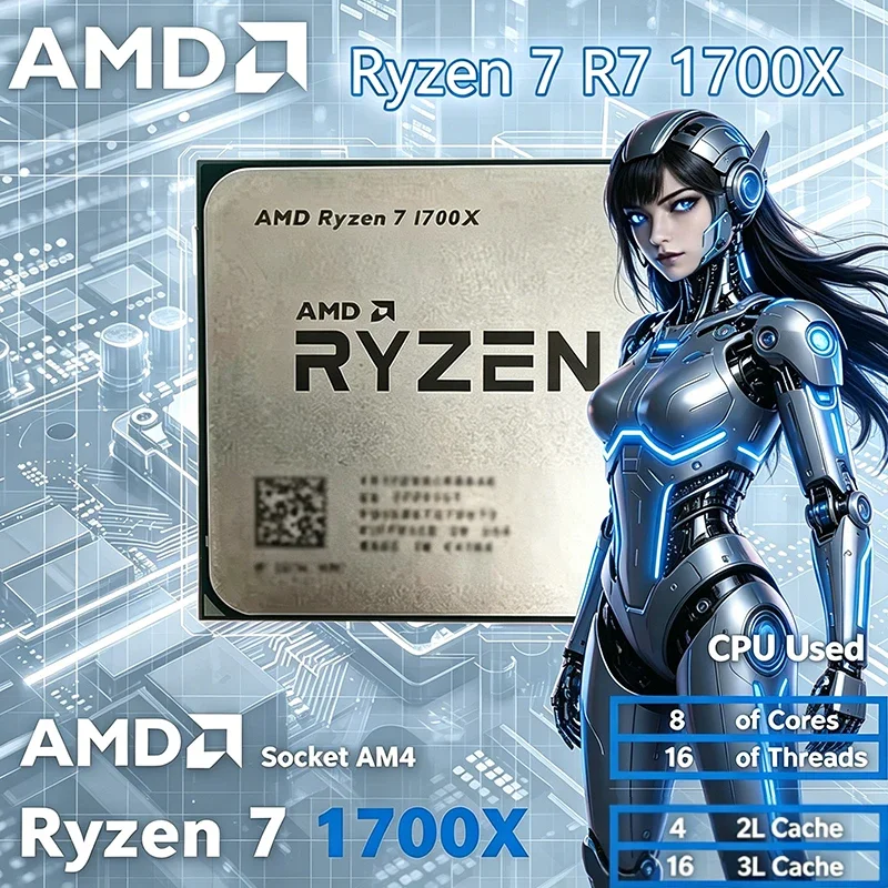AMD Ryzen 7 1700X CPU R7 1700X 3.4GHZ--3.8GHZ 8-core 16-threads L3=16M Socket AM4 CPU Processor Gaming CPU Loose Pie
AMD Ryzen 7 1700X CPU R7 1700X 3.4GHZ--3.8GHZ 8-core 16-threads L3=16M Socket AM4 CPU Processor Gaming CPU Loose Pie