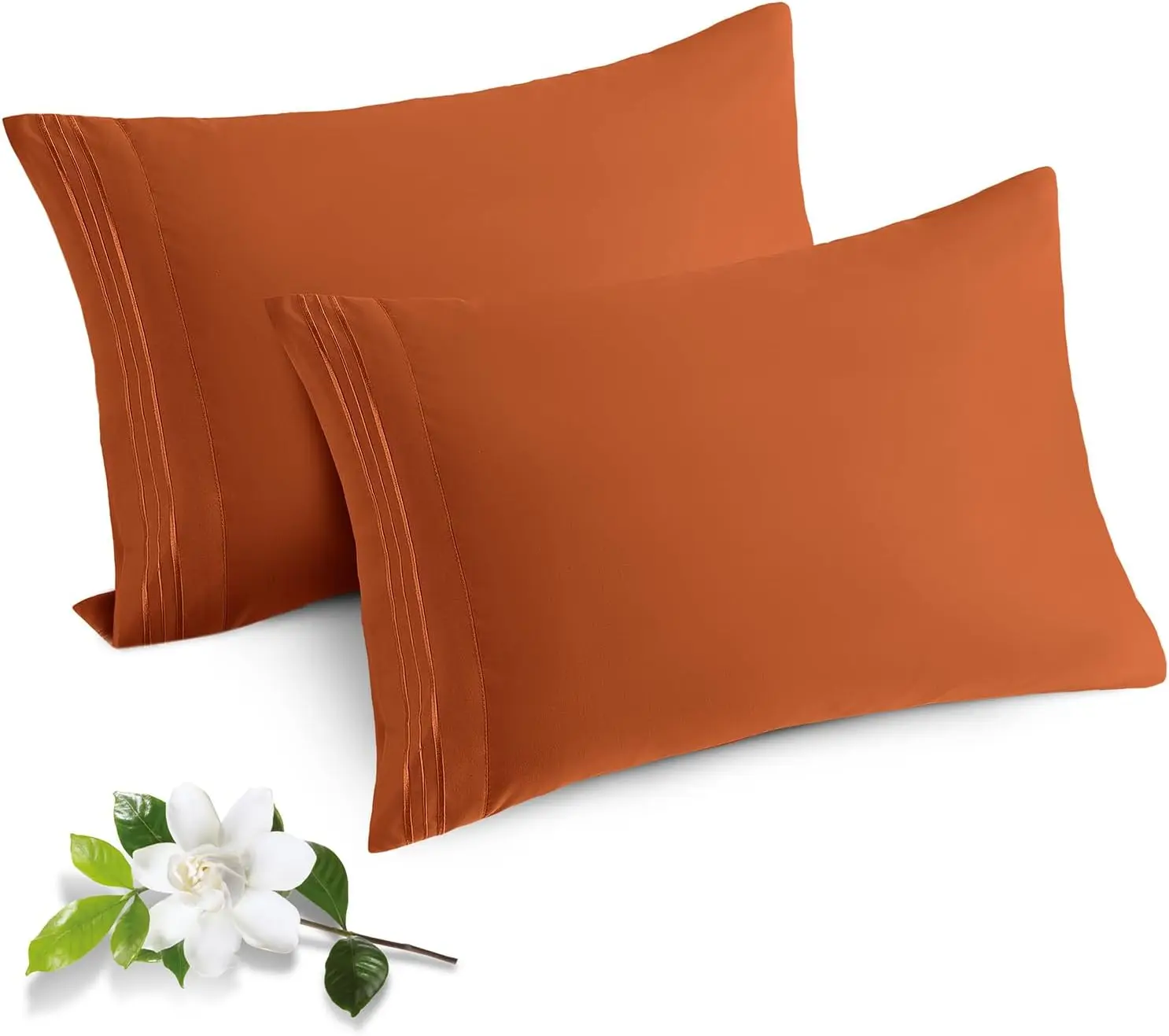 2 Pack Standard Microfiber Pillowcases, Burnt Orange, Envelope Closure, 1800 Thread Count, Soft & Shrinkage Resistant
2 Pack Standard Microfiber Pillowcases, Burnt Orange, Envelope Closure, 1800 Thread Count, Soft & Shrinkage Resistant