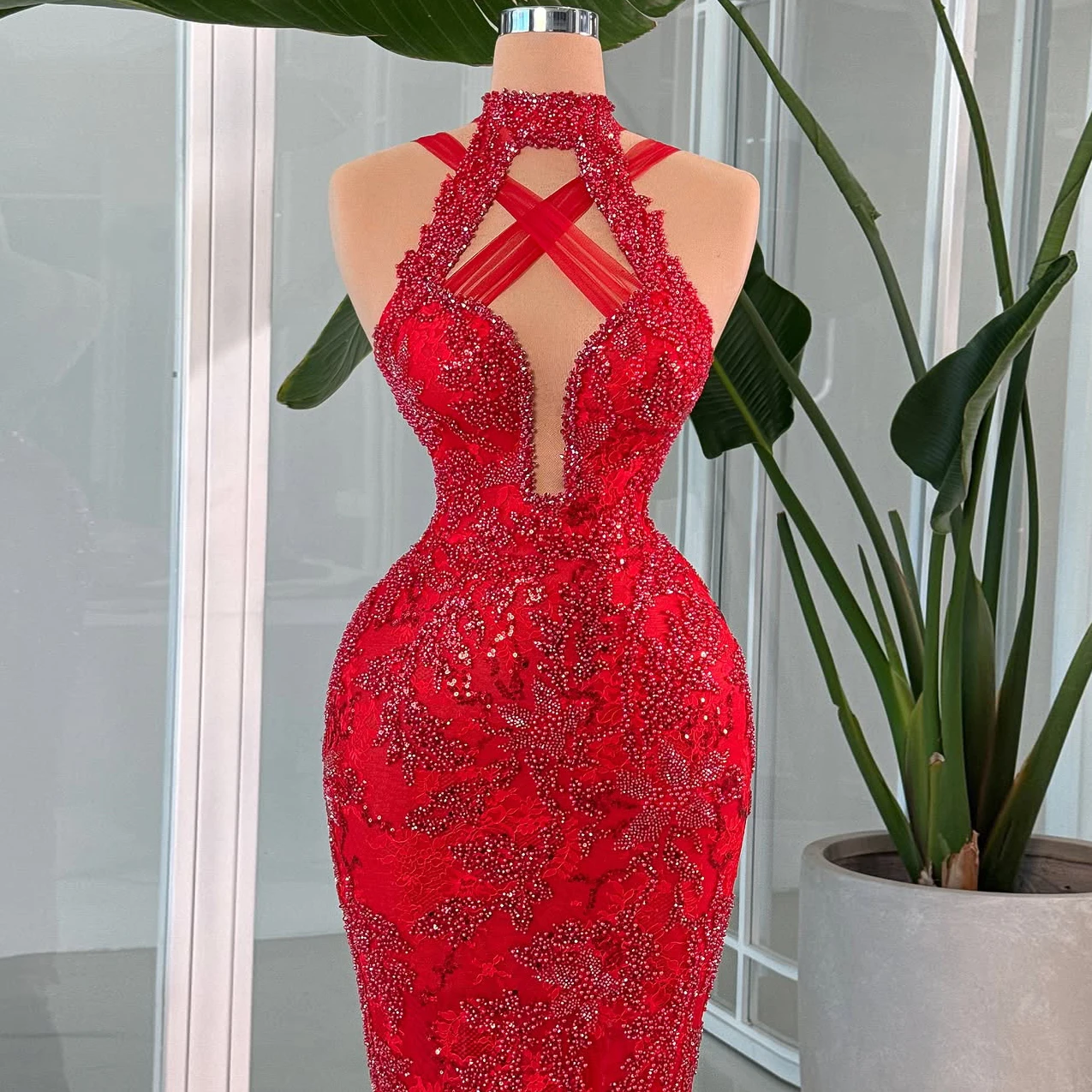 New Sexy Red Cross Neck Beaded Lace Long Dress Mermaid Dress Cocktail Dress Valentine's Day Dress
New Sexy Red Cross Neck Beaded Lace Long Dress Mermaid Dress Cocktail Dress Valentine's Day Dress
