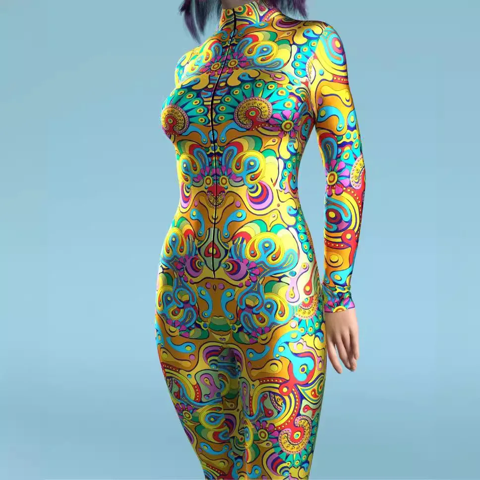 Colorful Rainbow Printing Women Carnival Sexy Skinny Slim Jumpsuit Party Cosplay Holiday Performance Zentai Bodysuit Rompers
Colorful Rainbow Printing Women Carnival Sexy Skinny Slim Jumpsuit Party Cosplay Holiday Performance Zentai Bodysuit Rompers