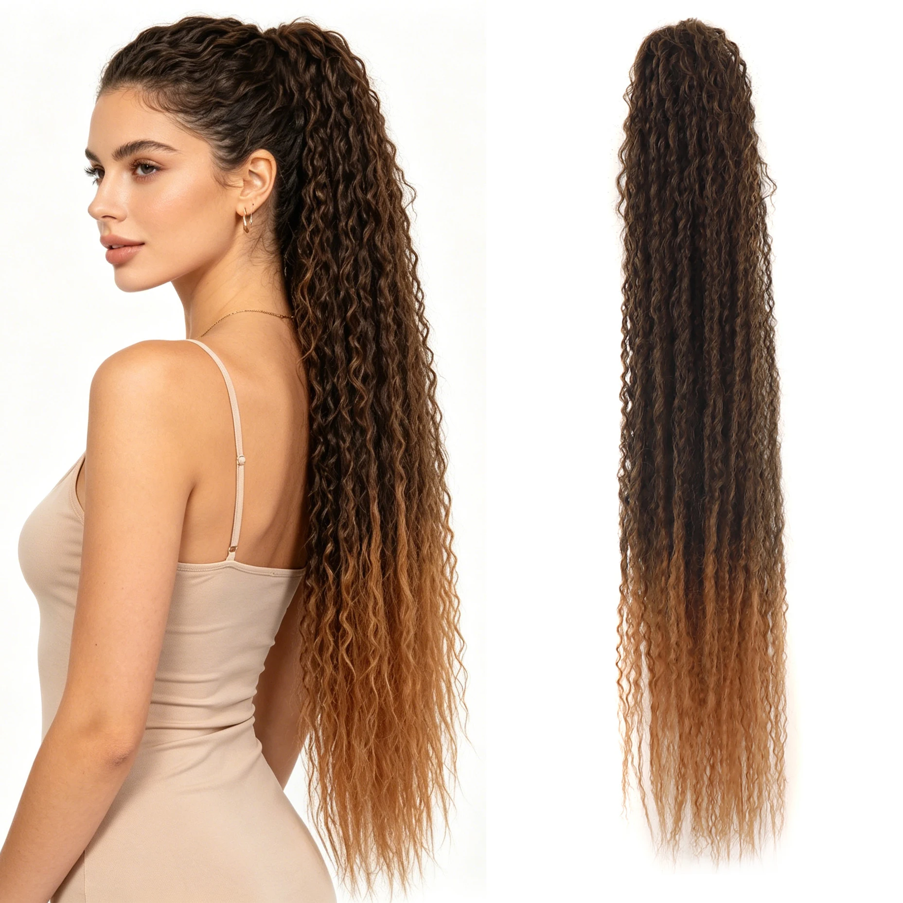 (32Inch) Synthetic Long Hair Drawstring Ponytail Extension Water Wave Corn Wave Ponytail Clip in Extensions for Women in Summer
(32Inch) Synthetic Long Hair Drawstring Ponytail Extension Water Wave Corn Wave Ponytail Clip in Extensions for Women in Summer