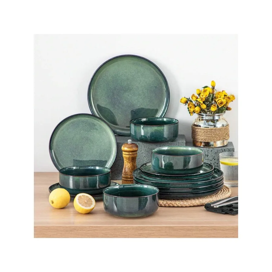 vancasso 12 Pieces Kitchen Dinnerware Set, Green Set, Stoneware Dinnerware, Plate And Bowl Set For 4 Person, Round Plate With V
vancasso 12 Pieces Kitchen Dinnerware Set, Green Set, Stoneware Dinnerware, Plate And Bowl Set For 4 Person, Round Plate With V
