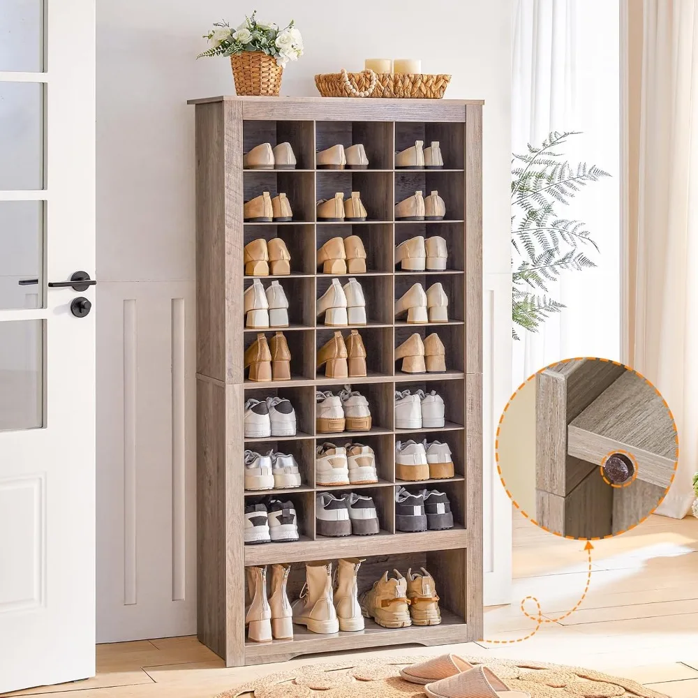 Wooden Shoe Organizer with 24 Cubbies and 3 Hooks, Tall Shoes Cabinet, 9 Tier Shoe Storage Cabinet
Wooden Shoe Organizer with 24 Cubbies and 3 Hooks, Tall Shoes Cabinet, 9 Tier Shoe Storage Cabinet