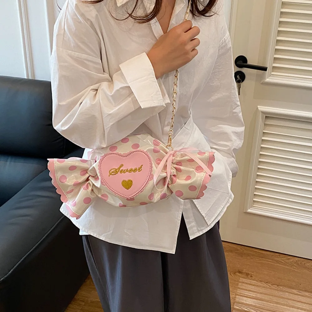 Cute Dot Candy Design Shoulder Bag Lolita Love Heart Pu Leather Shoulder Bag Storage Pouch Harajuku-style Sugar Shaped Chain Bag
Cute Dot Candy Design Shoulder Bag Lolita Love Heart Pu Leather Shoulder Bag Storage Pouch Harajuku-style Sugar Shaped Chain Bag