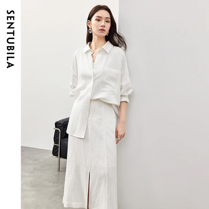 SENTUBILA 2 Piece Skirt Sets Women Outfit Two Piece White Embroidery Shirts A-line Midi Slit Skirts Ladies Clothes 151Z57954
SENTUBILA 2 Piece Skirt Sets Women Outfit Two Piece White Embroidery Shirts A-line Midi Slit Skirts Ladies Clothes 151Z57954