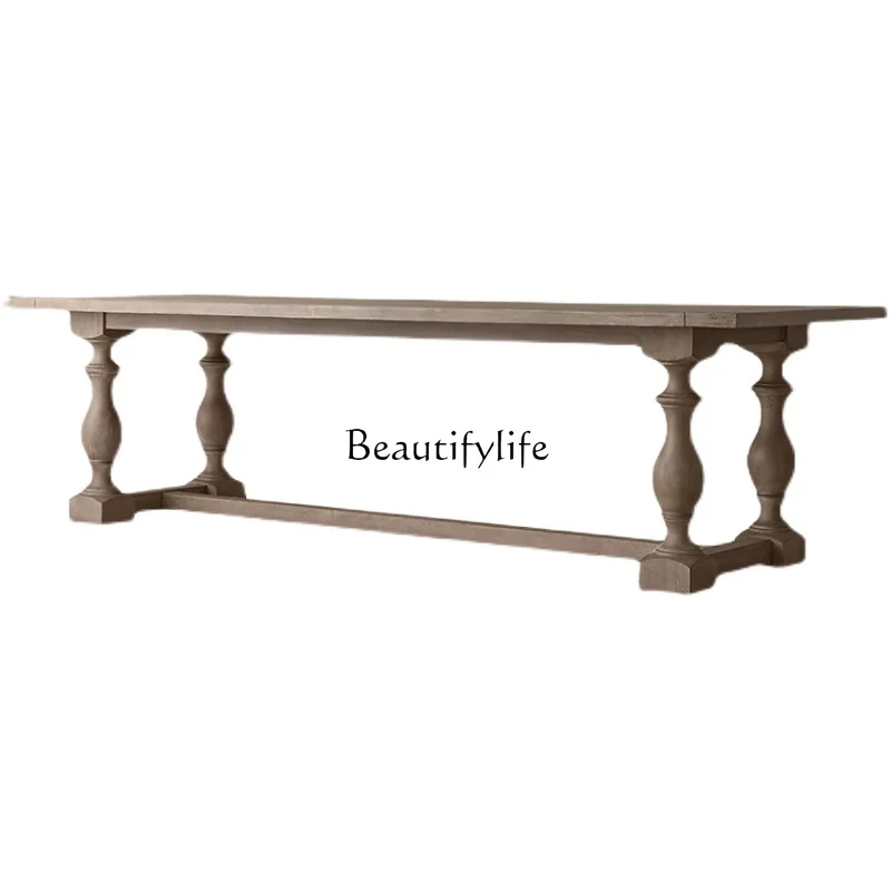 American solid wood retro carving light luxury simple rectangular dining table oak log
American solid wood retro carving light luxury simple rectangular dining table oak log