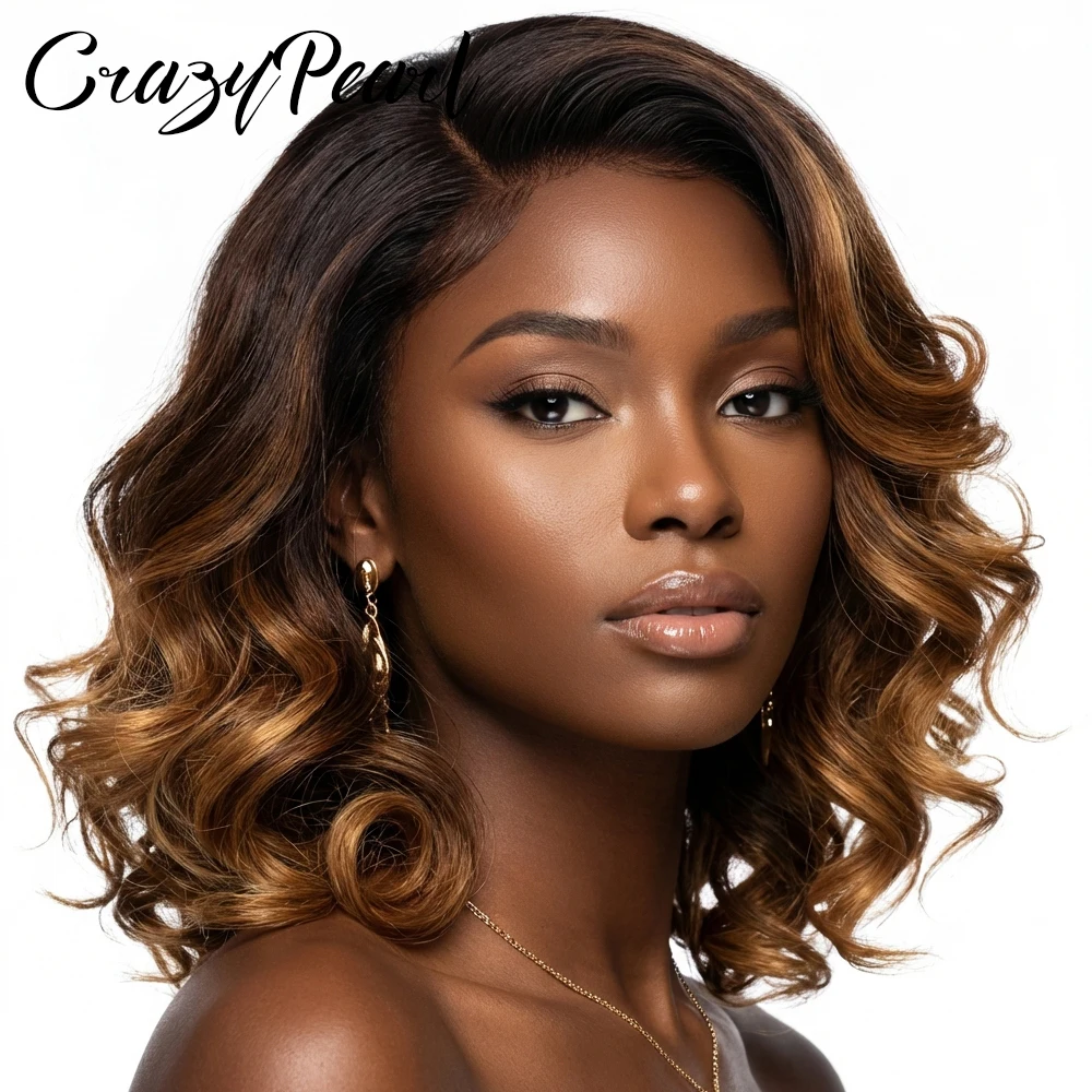 T4/30 Ombre Colored 5x5 HD Lace Closure Wigs 16Inch Human Hair Loose Wave Brown Blonde Gradient Pre Plucked Bleached Knots Wigs
T4/30 Ombre Colored 5x5 HD Lace Closure Wigs 16Inch Human Hair Loose Wave Brown Blonde Gradient Pre Plucked Bleached Knots Wigs
