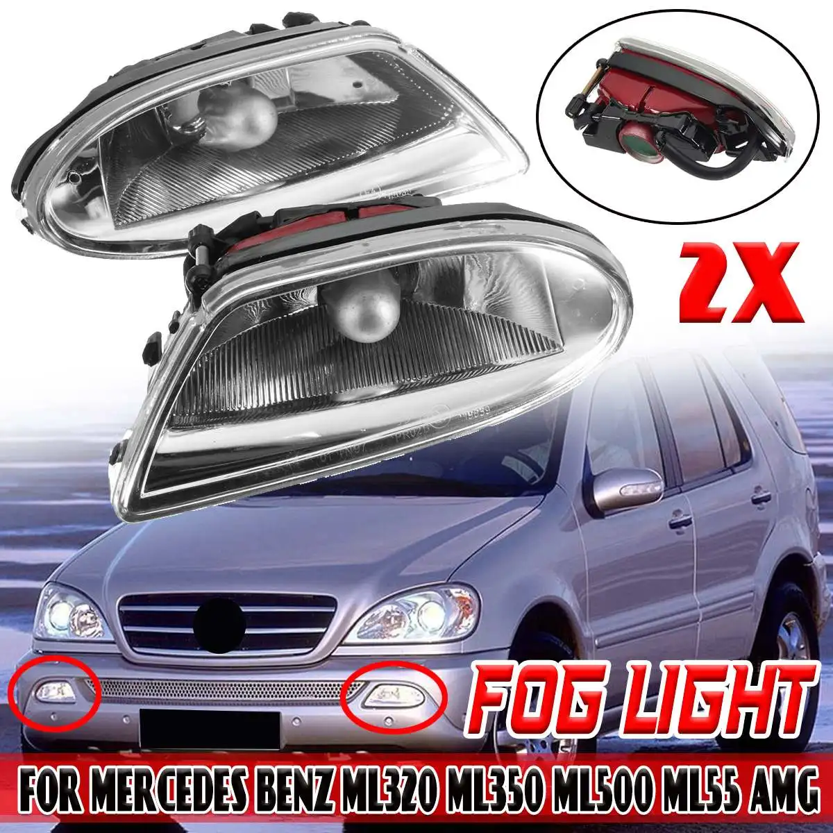 Пара автомобильных передних противотуманных фар в сборе для Mercedes Benz ML Class ML320 ML350 ML500 ML55 1638200428 1638200328 
Пара автомобильных передних противотуманных фар в сборе для Mercedes Benz ML Class ML320 ML350 ML500 ML55 1638200428 1638200328