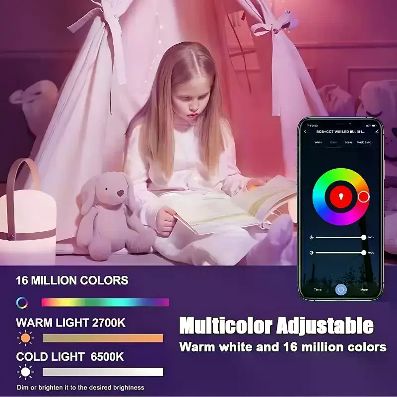 E27 светодиодная умная лампа Wi-Fi/Bluetooth управление через приложение с регулируемой яркостью ампула светодиодная лампа 220 В для дома, спальни, регулируемая 16 миллионов цветов
E27 светодиодная умная лампа Wi-Fi/Bluetooth управление через приложение с регулируемой яркостью ампула светодиодная лампа 220 В для дома, спальни, регулируемая 16 миллионов цветов