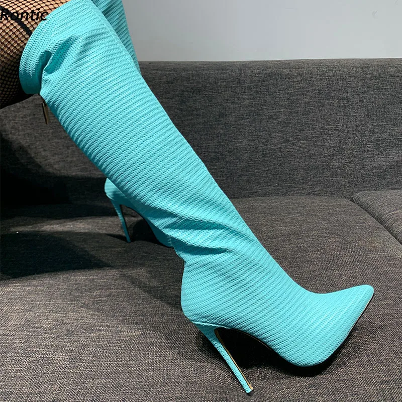 Rontic 2022 Handmade Women Spring Knee High Boots Back Zipper Stiletto Heels Pointed Toe Light Blue Night Club Shoes Size 35-45
Rontic 2022 Handmade Women Spring Knee High Boots Back Zipper Stiletto Heels Pointed Toe Light Blue Night Club Shoes Size 35-45