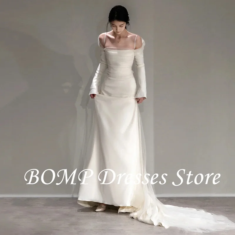 BOMP Simple Mermaid Wedding Dresses Korea Photo shoot Off Shoulder Long Sleeves Full Length Bridal Gowns Party Dress Customized
BOMP Simple Mermaid Wedding Dresses Korea Photo shoot Off Shoulder Long Sleeves Full Length Bridal Gowns Party Dress Customized