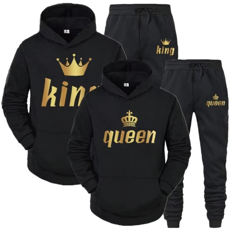 Fashion Long Sleeves KING And QUEEN Printed Hooded Suits Autumn Winter Couple Hoodie + Pants 2-Piece Suit
Fashion Long Sleeves KING And QUEEN Printed Hooded Suits Autumn Winter Couple Hoodie + Pants 2-Piece Suit