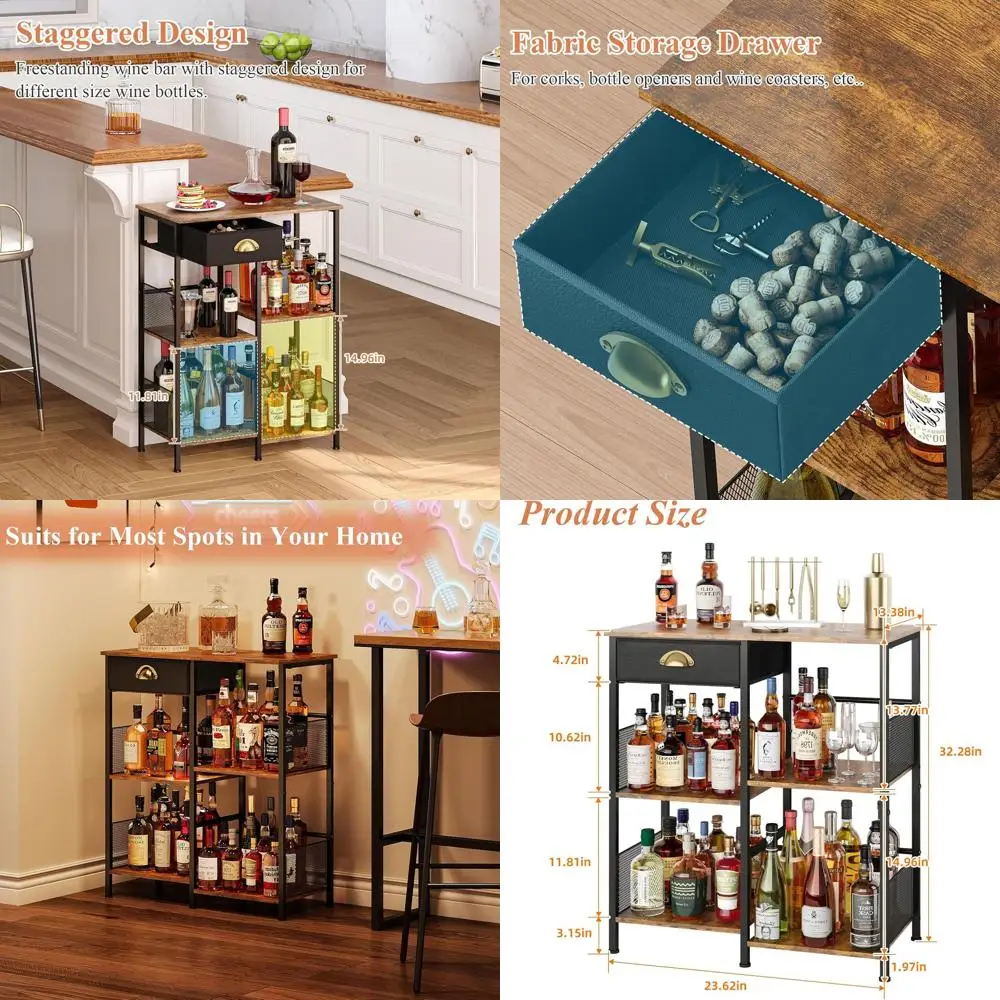 5-уровневый домашний барный шкаф для вина и алкоголя, винтажный коричневый, с разноуровневым дизайном и местом для хранения бутылок
5-уровневый домашний барный шкаф для вина и алкоголя, винтажный коричневый, с разноуровневым дизайном и местом для хранения бутылок