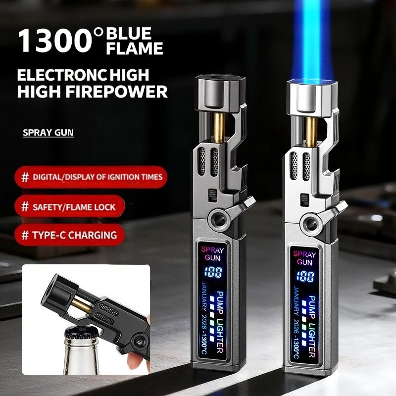 1300°C Blue Flame Butane Torch Lighter, Portable Outdoor Camping Fire Starter with LED Digital Screen & Beer Opener Function
1300°C Blue Flame Butane Torch Lighter, Portable Outdoor Camping Fire Starter with LED Digital Screen & Beer Opener Function
