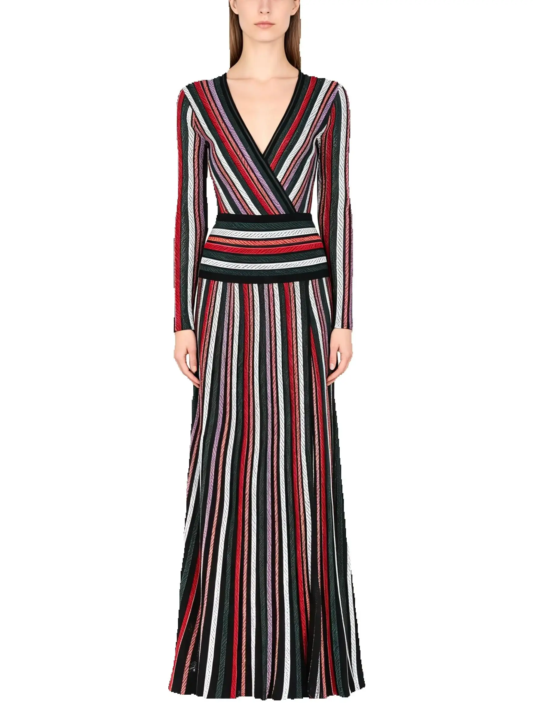 High Quality Spring And Autumn New Fashionable Commuting Women's Knitted Striped V-Neck Slim Fit Long Sleeved Dress
High Quality Spring And Autumn New Fashionable Commuting Women's Knitted Striped V-Neck Slim Fit Long Sleeved Dress