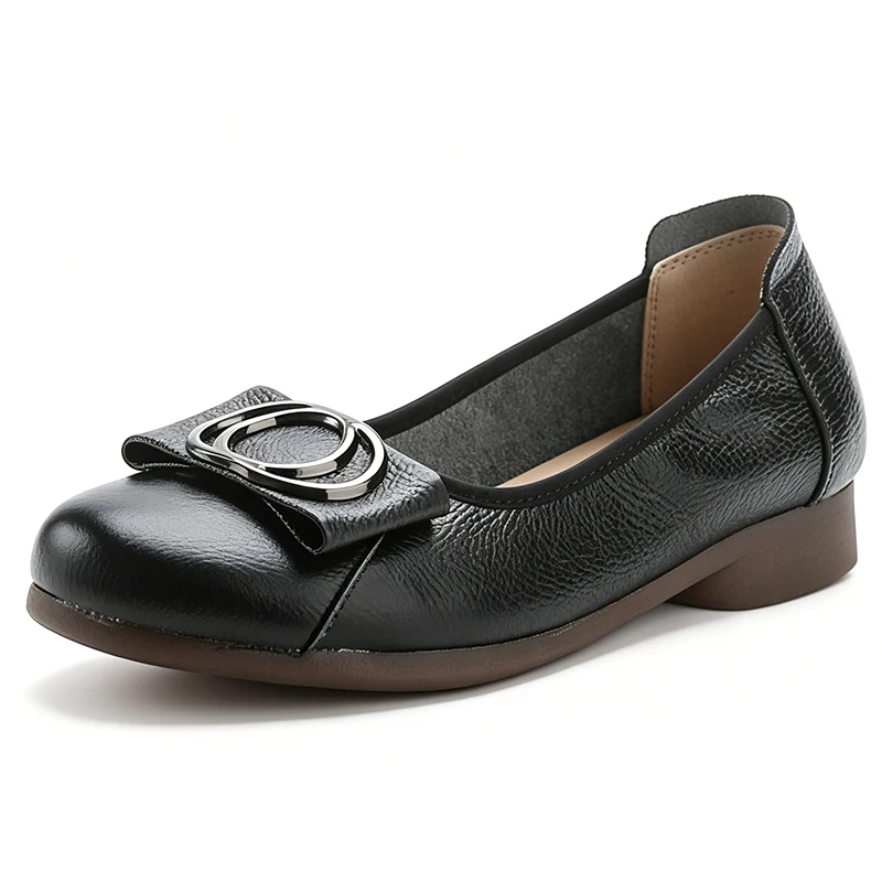 Women's Genuine Leather Ballet Flats Comfortable Low Heel Slip On Shoes Metal Buckle Loafers Casual Office Work Shoes For Women
Women's Genuine Leather Ballet Flats Comfortable Low Heel Slip On Shoes Metal Buckle Loafers Casual Office Work Shoes For Women
