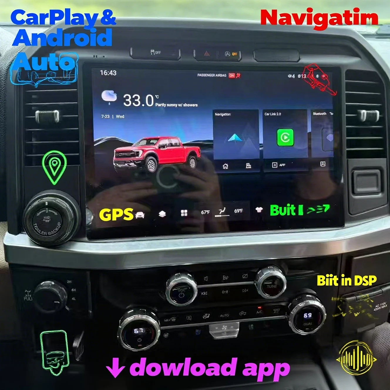 13,1-дюймовый радиоприемник для Ford F150 2015-2021, мультимедийный плеер, Android13, автомобильная GPS-навигация, авто стерео CarPlay, головное устройство
13,1-дюймовый радиоприемник для Ford F150 2015-2021, мультимедийный плеер, Android13, автомобильная GPS-навигация, авто стерео CarPlay, головное устройство