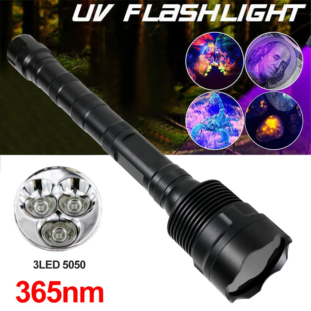 high-power UV purple flashlight 365NM jade fluorescence anti-counterfeiting oil pollution detection porcelain identificatio
high-power UV purple flashlight 365NM jade fluorescence anti-counterfeiting oil pollution detection porcelain identificatio