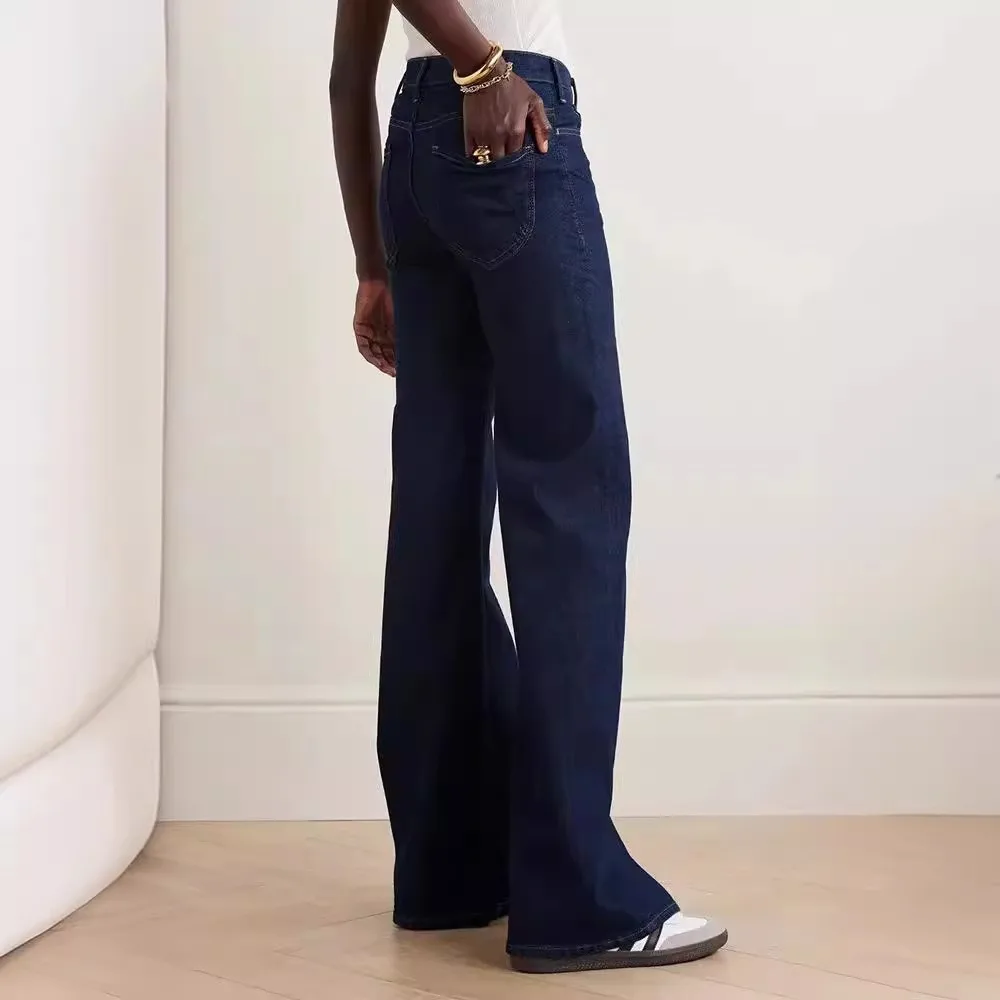 2025 High Waisted Dark Blue Solid Color Elastic Flared Denim Pants for Women Long Jeans
2025 High Waisted Dark Blue Solid Color Elastic Flared Denim Pants for Women Long Jeans
